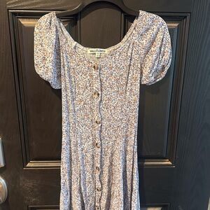 Wallflower Blue and White Puff Sleeve Sundress